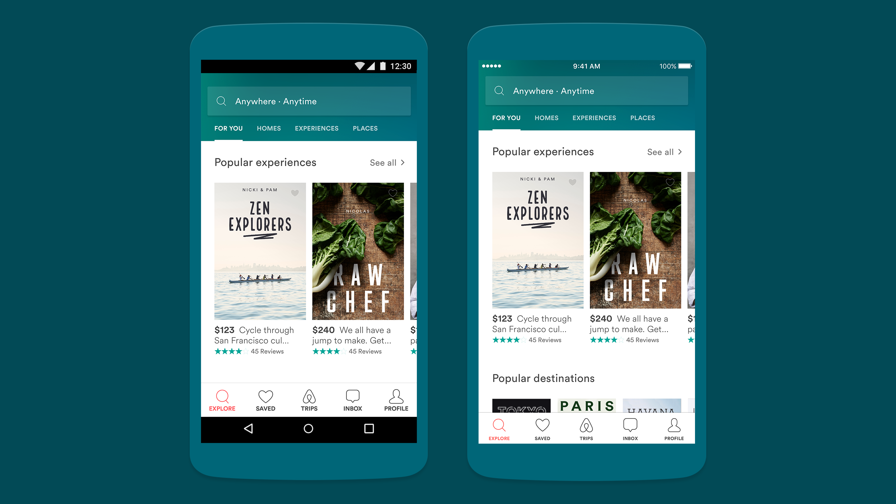 Konsistensi tampilan navigasi aplikasi Airbnb, dibuat sama baik di iOS dan Android agar user experience terasa nyaman.